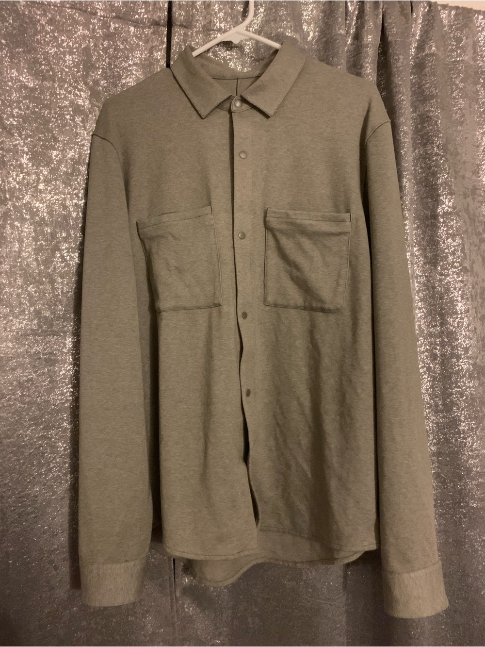 Lululemon Soft Knit Overshirt Mens Large Beige Long Sleeve Button Up Zip Pockets